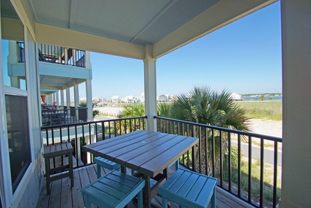 Covered outdoor dining and views from th balcony