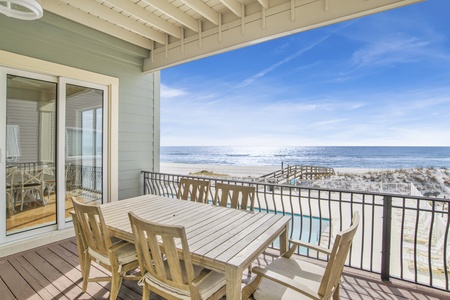 2nd floor balcony with outdoor dining