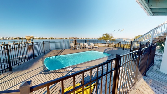 Beautiful views of Old River from the secure pool deck