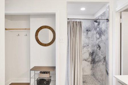 Walk-in shower in the master bathroom