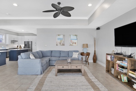 1st floor living area with windows that brighten the open floor plan