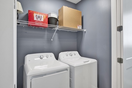 The 2nd full size washer/dryer is located upstairs