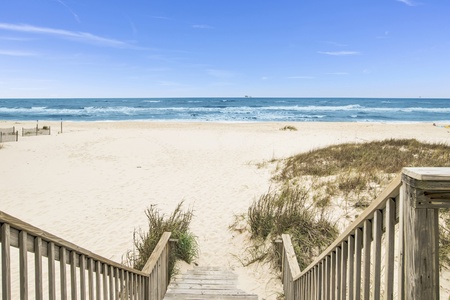 Just steps to the white, sandy beach
