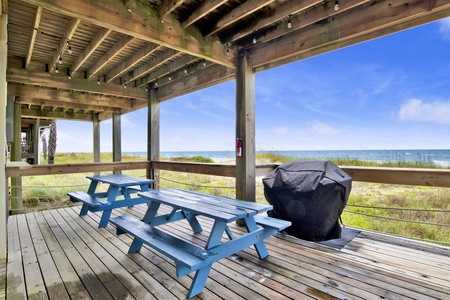 Cook meals on the propane grill and eat on the picnic tables provided