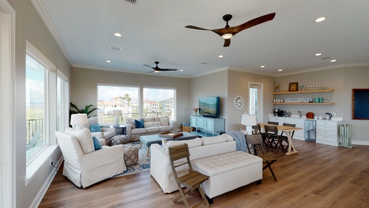 Living room with comfortable but modern looking couches