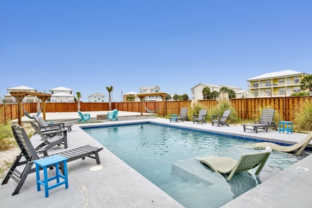 Private saltwater pool that can be heated during the cooler months