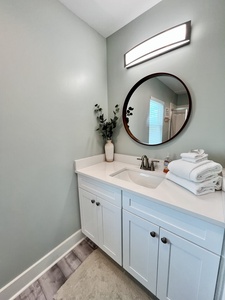 Private bathroom with single vanity