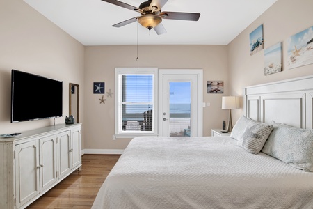 Starfish Bedroom 5 - 2nd floor boasts Gulf views, balcony access, ceiling fan and a TV