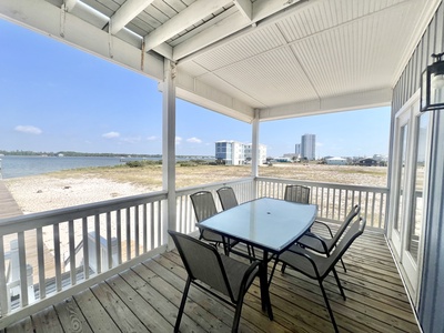 Enjoy lunch under covered porches