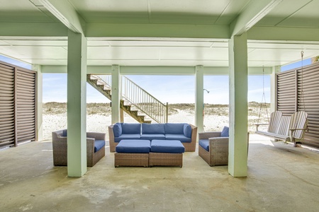 Easy access to the beach and the deck and a shower to get off the sand and salt water