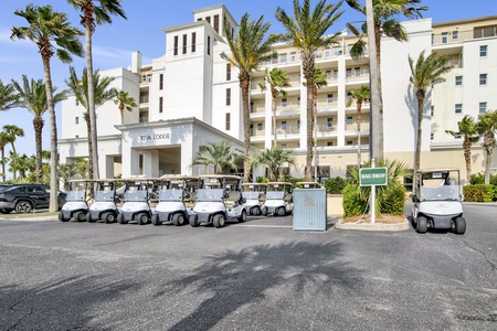 Clubhouse and golf carts