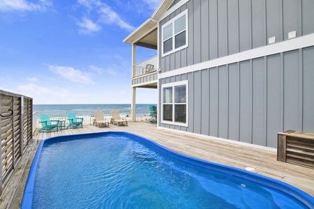 The private pool is right off the main level