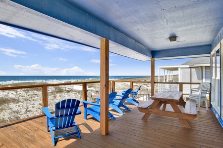 Enjoy meals outdoor under the covered balcony