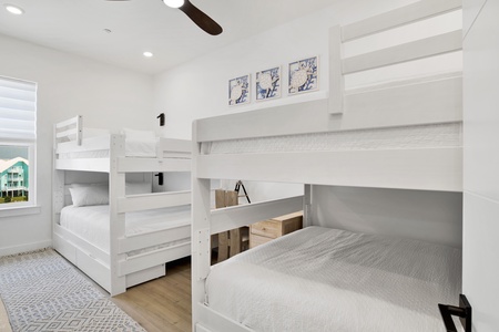 Bedroom 3 offers 2 custom built Queen Bunk Beds and a private bathroom