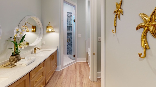 The bathroom in bedroom #4 has a walk-in shower