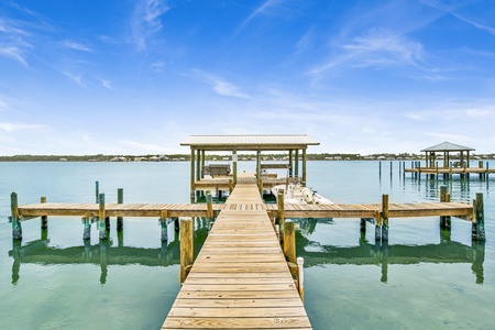 Community pier for fishing and deep water for swimming