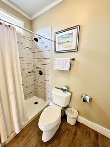 Spacious tile shower