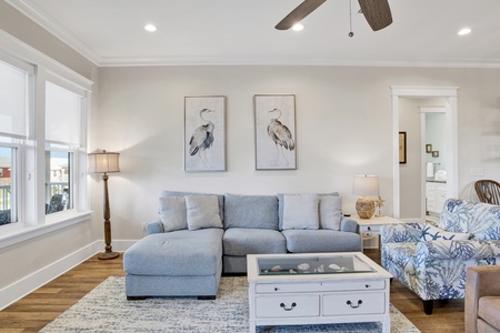 The living room offers plenty of seating