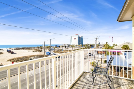 The balcony off of Bedroom 2 has Gulf views