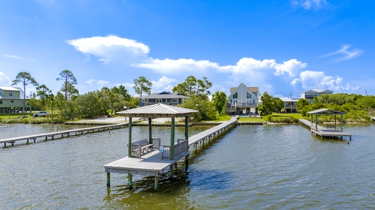 Private pier with covered gazebo