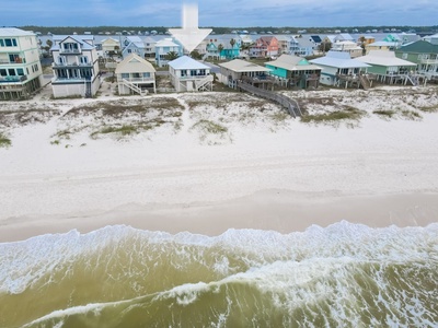 A view of the home from the Gulf