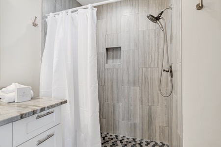 Walk-in tile shower