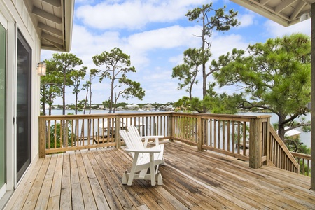 Spacious deck off of the primary bedroom