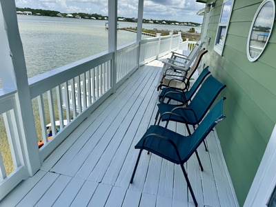 Shaded deck with views of the little lagoon