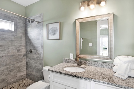 Private bath in bedroom 3 with a walk-in shower