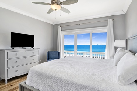 This second master has balcony access and gorgeous views of the beach and Gulf