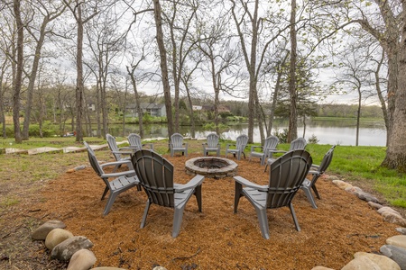 Spend time with your guests around the outdoor fire pit after a day on the water