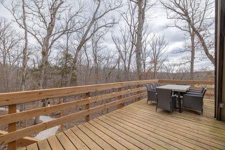 Outside the chalet, the spacious elevated deck is another great place to relax with friends and family.
