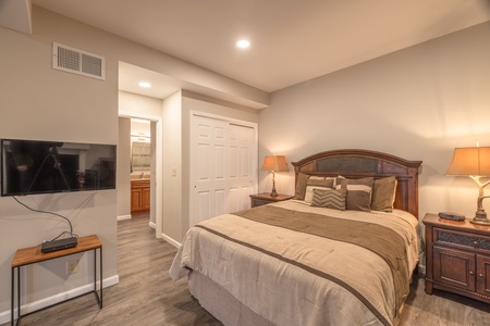 Cozy bedroom area with ample closet space