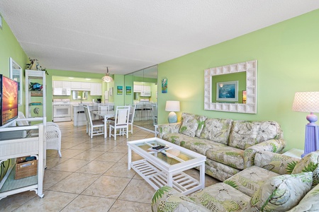 Living Area with Dining and Kitchen