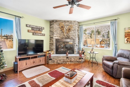 Living area with woodburning stove