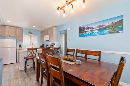 Dining table along with bar stools