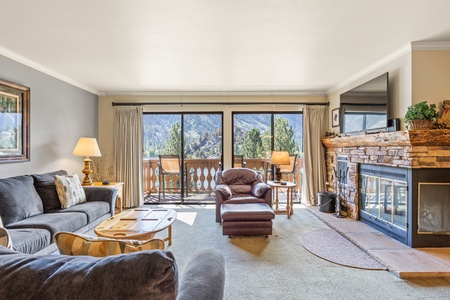 Living area with great views off back deck