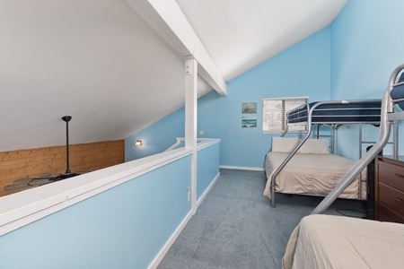 Bunk beds with full on the bottom and twin on top.