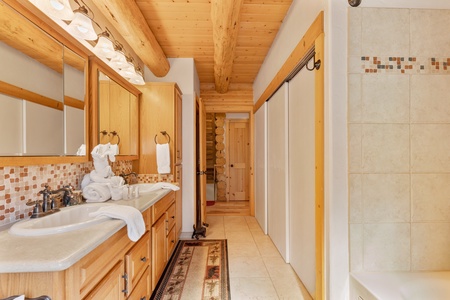 Laundry on main level in bathroom