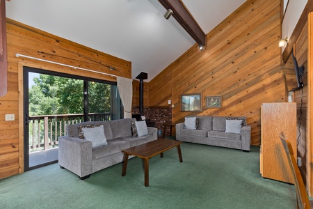 Living area with two pull-out sofa beds