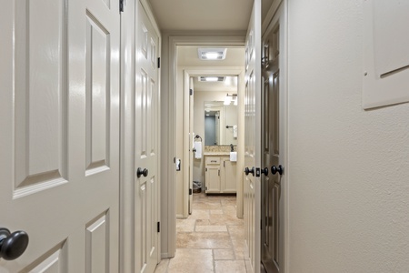 Hallway entrance to bathroom