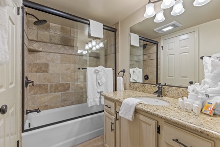 Communal bathroom attached to bedroom