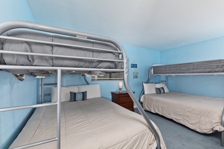 Extra long bunk beds with full on the bottom and twin up top.