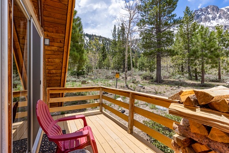 Back deck with seating for two