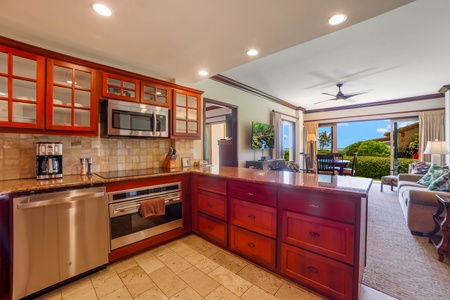 Open-concept comfort- cook, chat and relax all in one inviting space