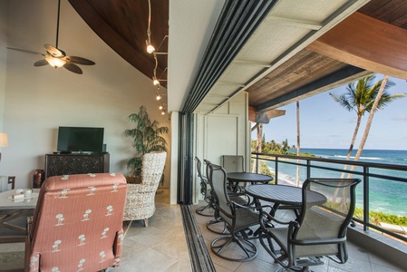 Living room opens directly to the oceanfront, bringing the view right inside!