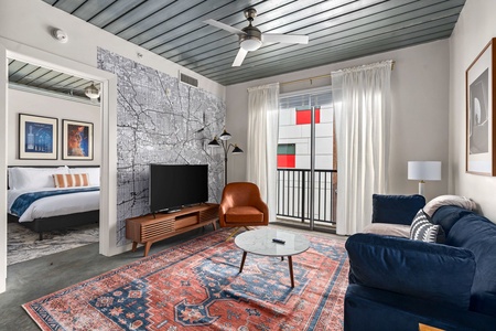 Cozy up in this inviting living space with a smart TV for entertainment.