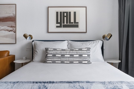 Experience restful nights on a plush memory foam mattress.