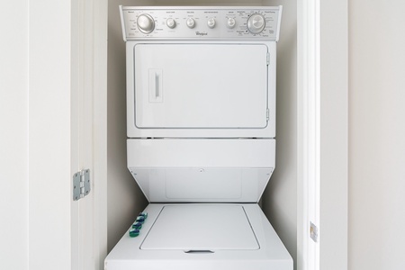 Keep clothes clean with an in-unit washer and dryer.