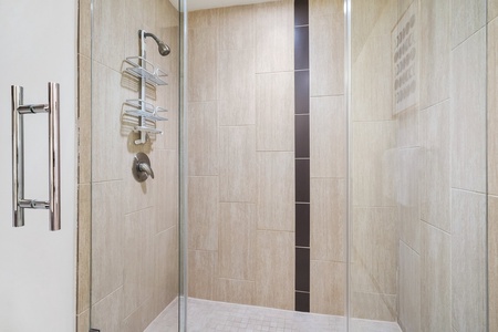 Renew in the updated walk-in shower with modern fixtures.